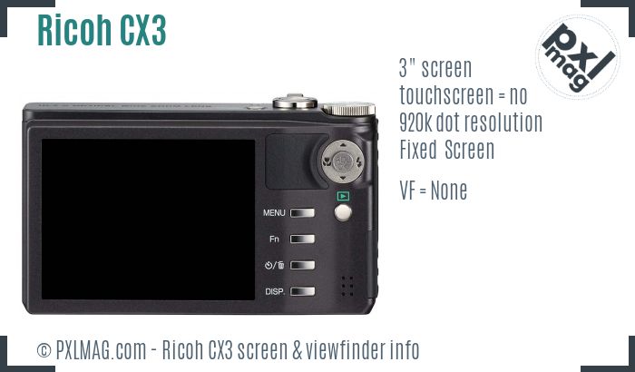 Ricoh CX3 screen and viewfinder