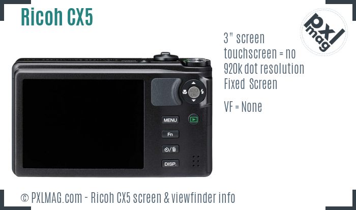 Ricoh CX5 screen and viewfinder