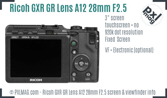 Ricoh GXR GR Lens A12 28mm F2.5 screen and viewfinder