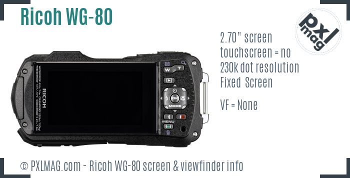 Ricoh WG-80 screen and viewfinder