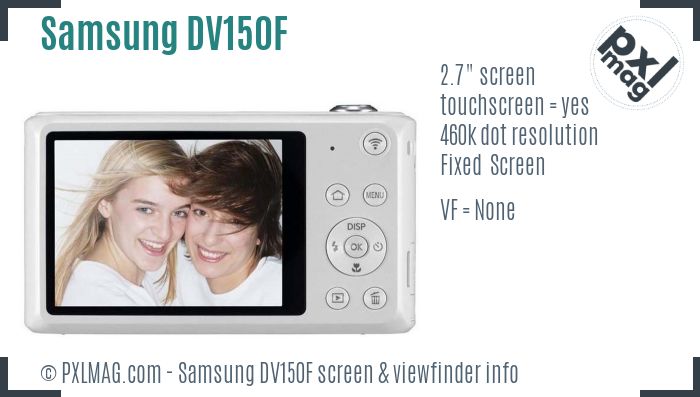 Samsung DV150F screen and viewfinder
