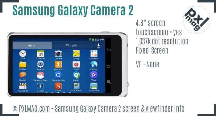 Samsung Galaxy Camera 2 screen and viewfinder