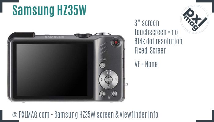 Samsung HZ35W screen and viewfinder