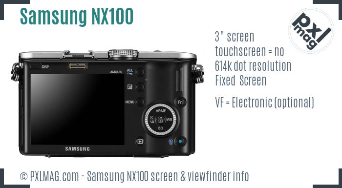 Samsung NX100 screen and viewfinder