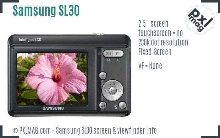 Samsung SL30 screen and viewfinder