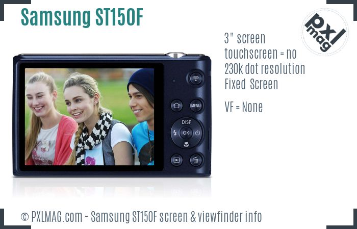Samsung ST150F screen and viewfinder