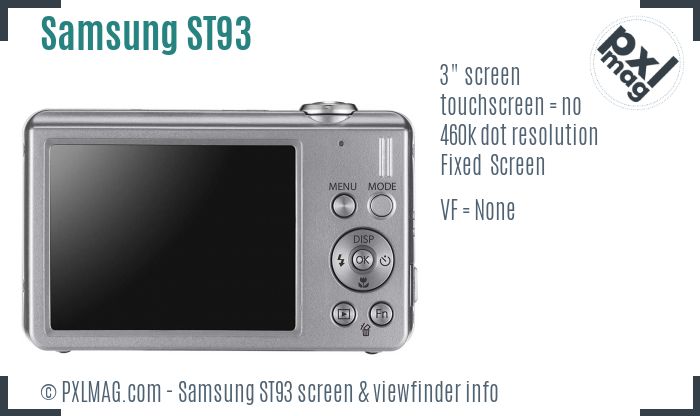 Samsung ST93 screen and viewfinder