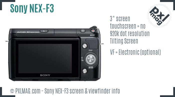 Sony Alpha NEX-F3 screen and viewfinder