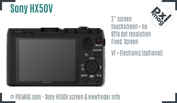 Sony Cyber-shot DSC-HX50V screen and viewfinder