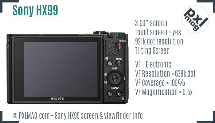 Sony Cyber-shot DSC-HX99 screen and viewfinder