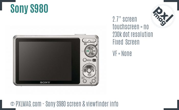 Sony Cyber-shot DSC-S980 screen and viewfinder