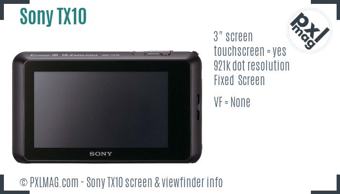 Sony Cyber-shot DSC-TX10 screen and viewfinder