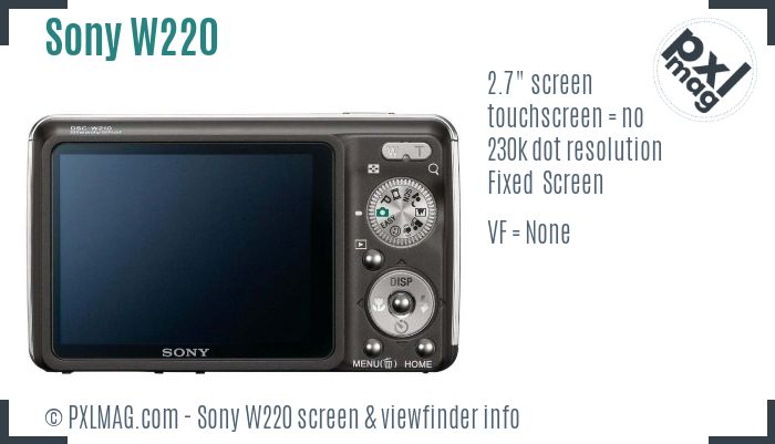Sony Cyber-shot DSC-W220 screen and viewfinder