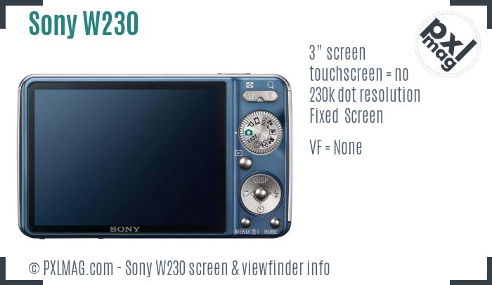 Sony Cyber-shot DSC-W230 screen and viewfinder