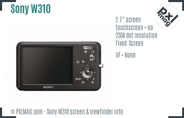 Sony Cyber-shot DSC-W310 screen and viewfinder