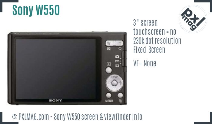 Sony Cyber-shot DSC-W550 screen and viewfinder