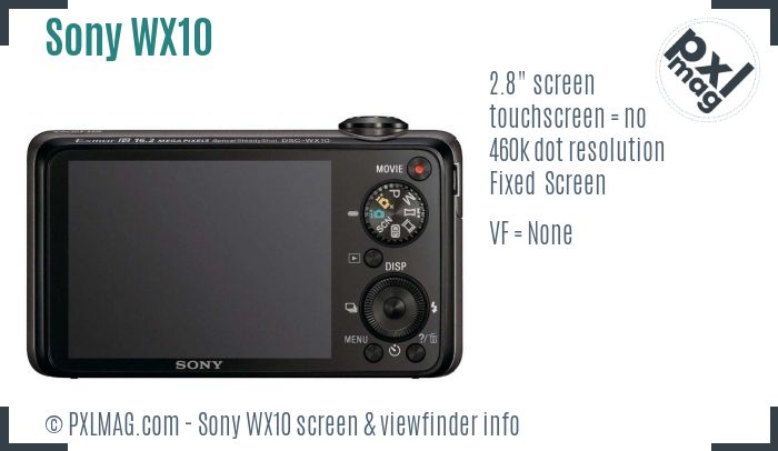 Sony Cyber-shot DSC-WX10 screen and viewfinder