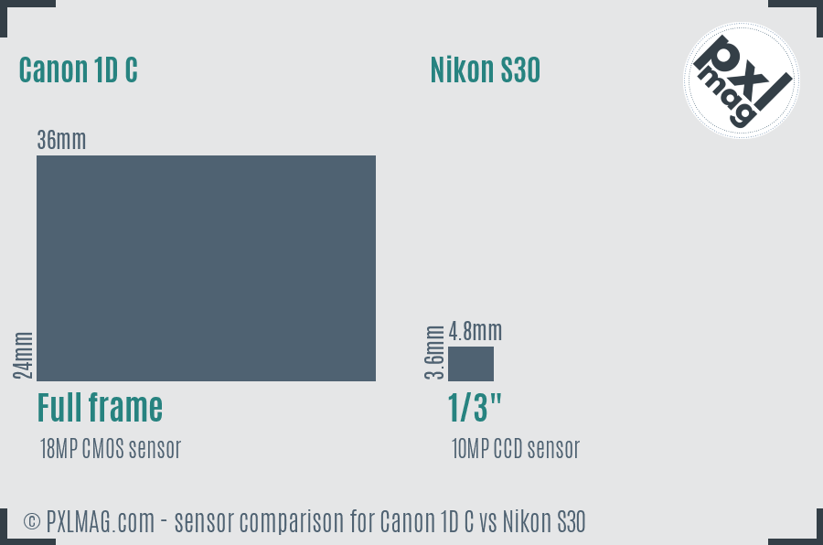 Canon 1D C vs Nikon S30 sensor size comparison Canon 1D C vs Nikon S30 sensor size comparison