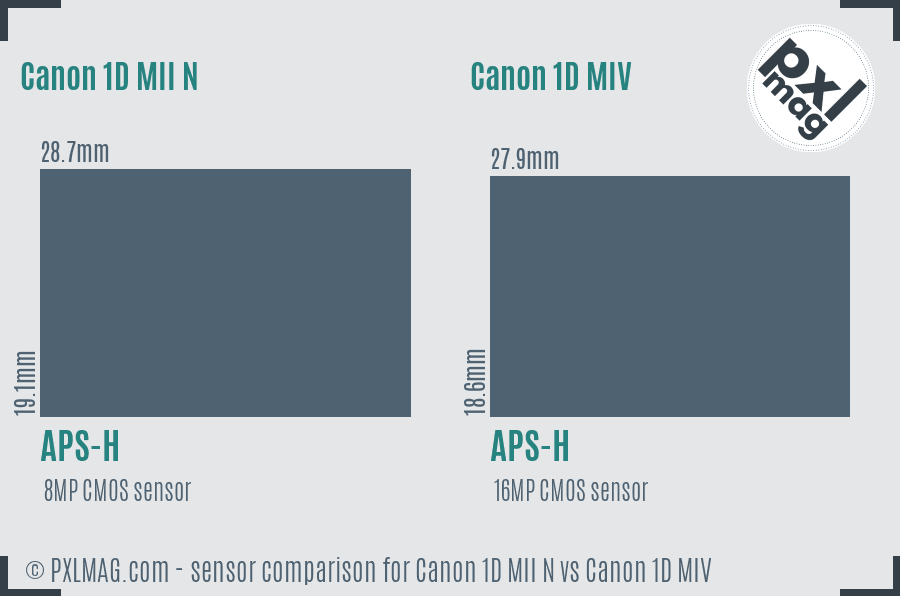 Canon 1D MII N vs Canon 1D MIV sensor size comparison