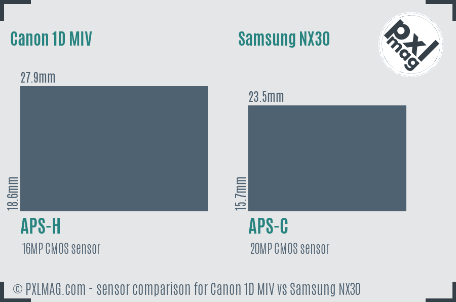 Canon 1D MIV vs Samsung NX30 sensor size comparison