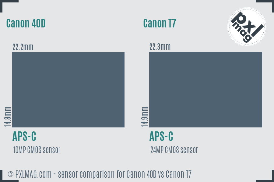 Canon 40D vs Canon T7 sensor size comparison Canon 40D vs Canon T7 sensor size comparison