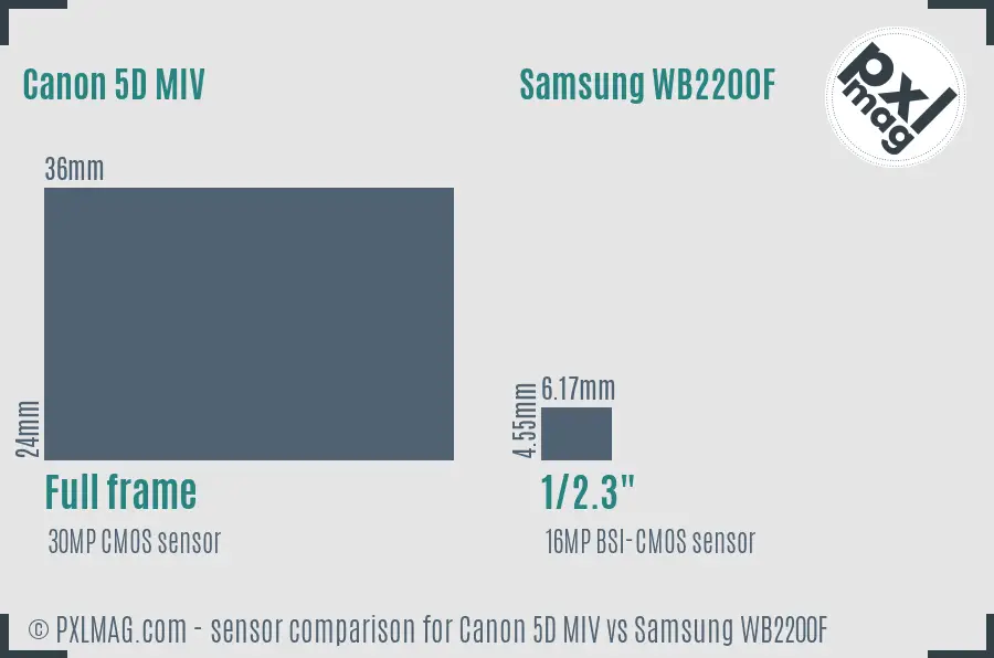 Canon 5D MIV vs Samsung WB2200F sensor size comparison