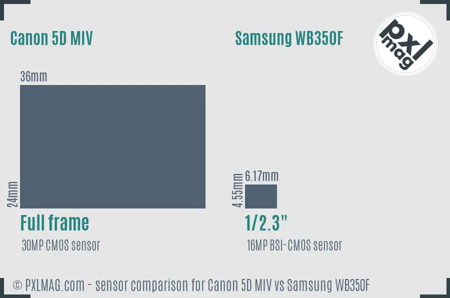 Canon 5D MIV vs Samsung WB350F sensor size comparison