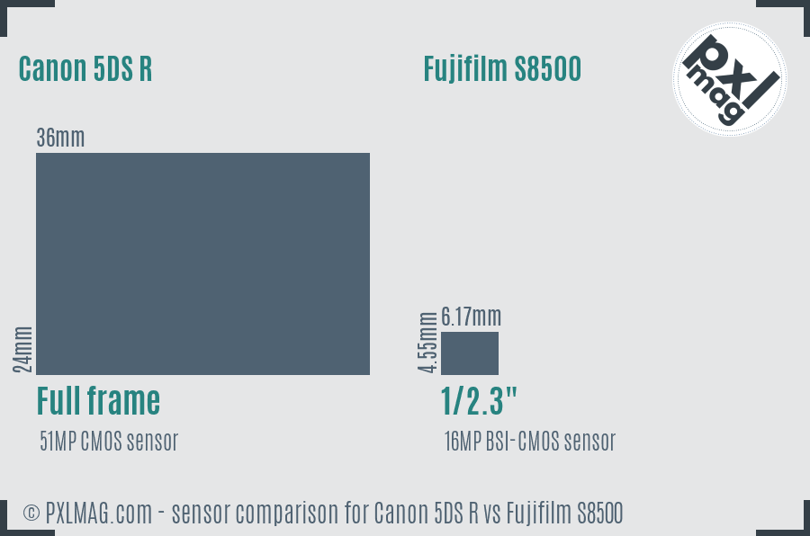 Canon 5DS R vs Fujifilm S8500 sensor size comparison Canon 5DS R vs Fujifilm S8500 sensor size comparison