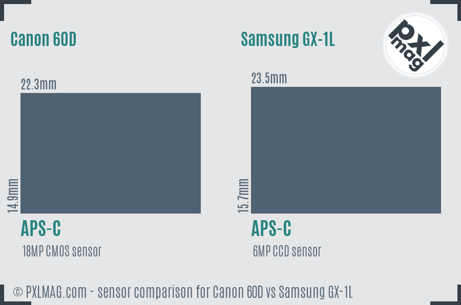 Canon 60D vs Samsung GX-1L sensor size comparison