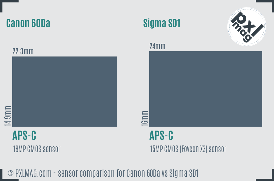 Canon 60Da vs Sigma SD1 sensor size comparison Canon 60Da vs Sigma SD1 sensor size comparison