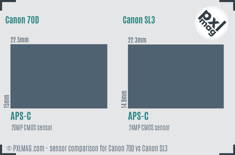 Canon 70D vs Canon SL3 sensor size comparison Canon 70D vs Canon SL3 sensor size comparison
