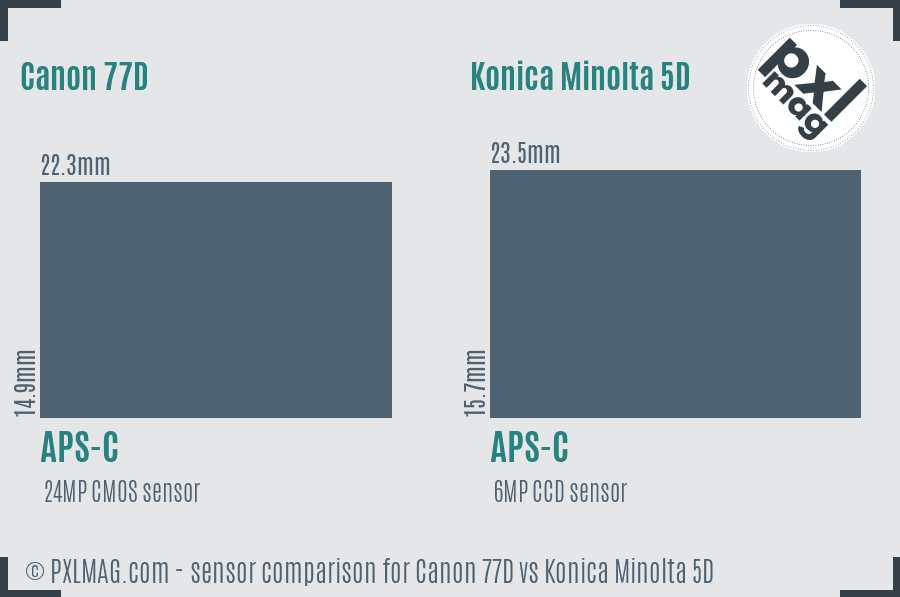 Canon 77D vs Konica Minolta 5D sensor size comparison