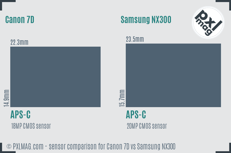 Canon 7D vs Samsung NX300 sensor size comparison