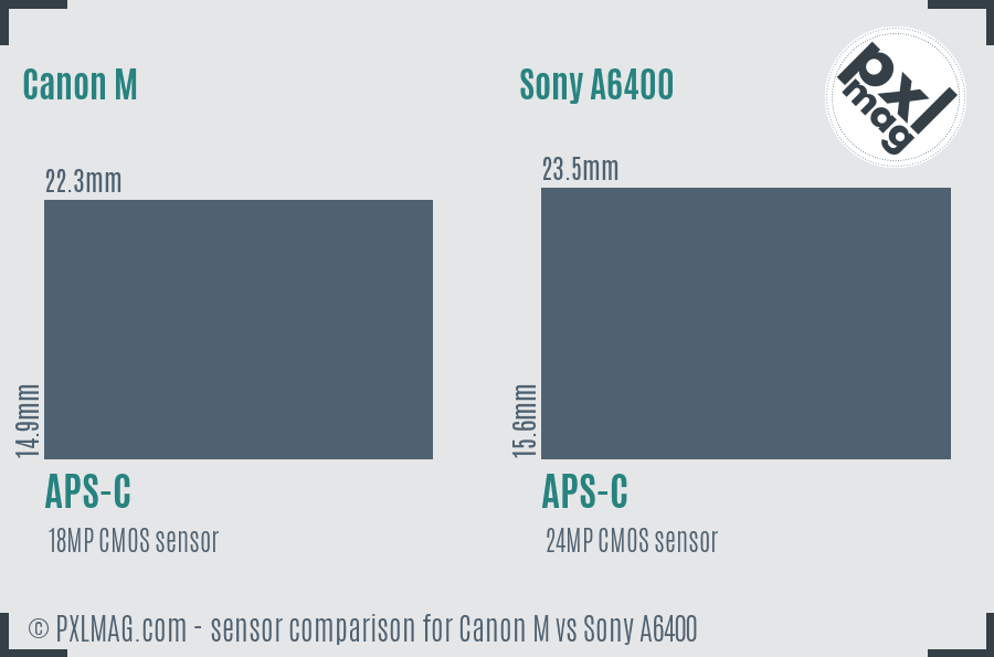 Canon M vs Sony A6400 sensor size comparison