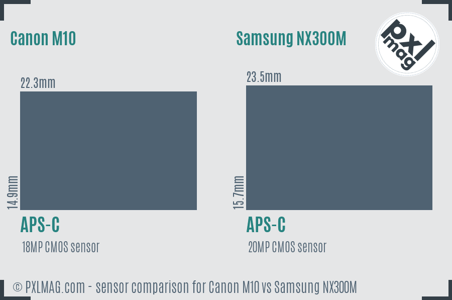 Canon M10 vs Samsung NX300M sensor size comparison
