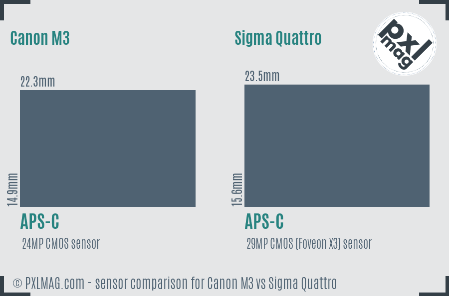 Canon M3 vs Sigma Quattro sensor size comparison