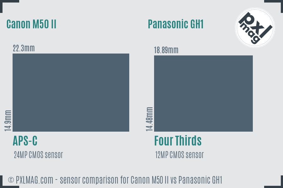 Canon M50 II vs Panasonic GH1 sensor size comparison