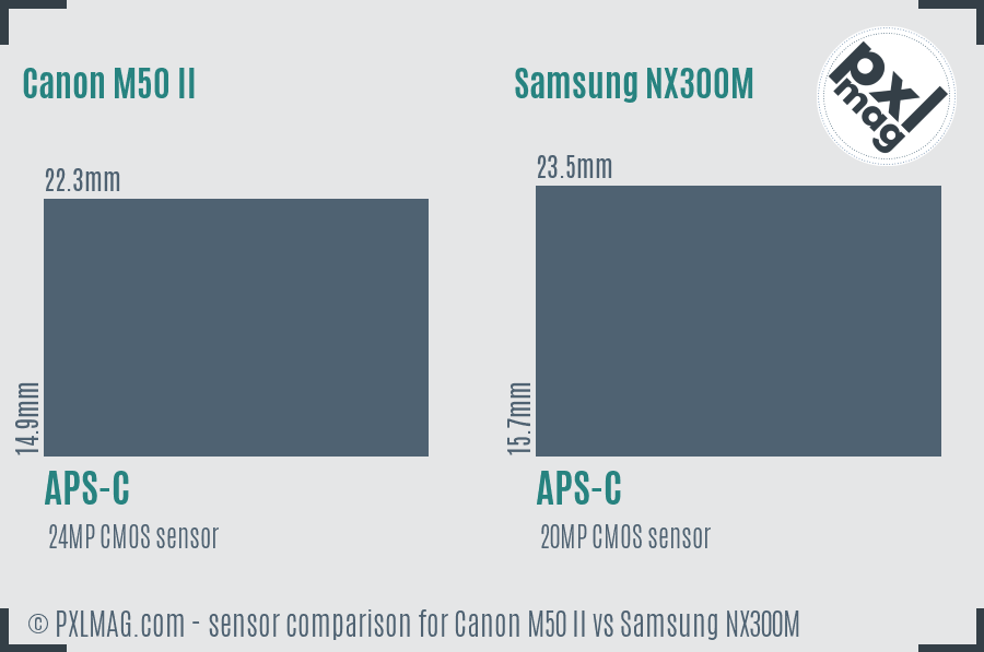 Canon M50 II vs Samsung NX300M sensor size comparison