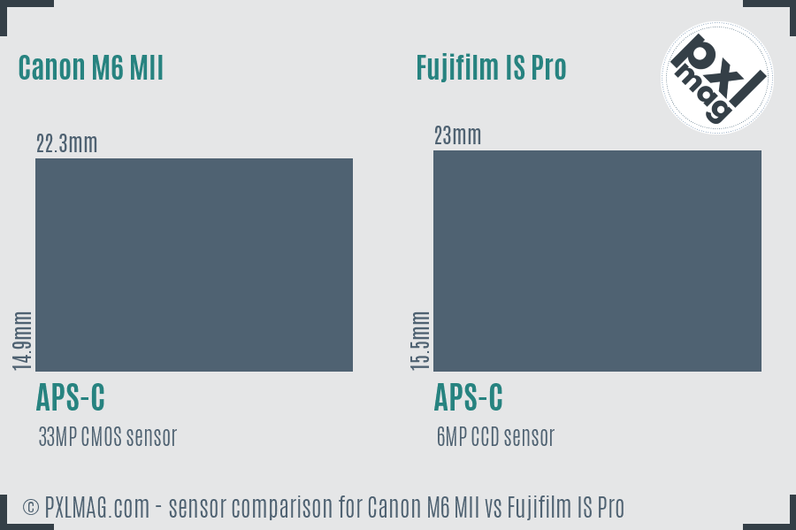 Canon M6 MII vs Fujifilm IS Pro sensor size comparison