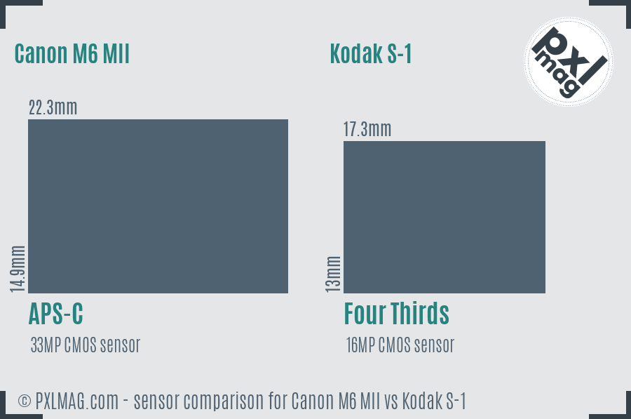 Canon M6 MII vs Kodak S-1 sensor size comparison