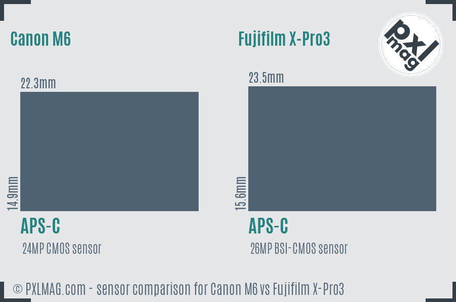 Canon M6 vs Fujifilm X-Pro3 sensor size comparison