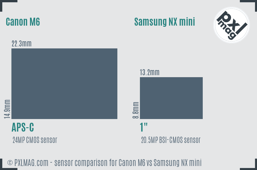 Canon M6 vs Samsung NX mini sensor size comparison