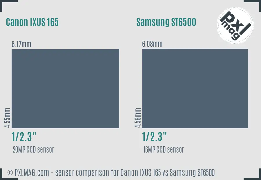 Canon IXUS 165 vs Samsung ST6500 sensor size comparison