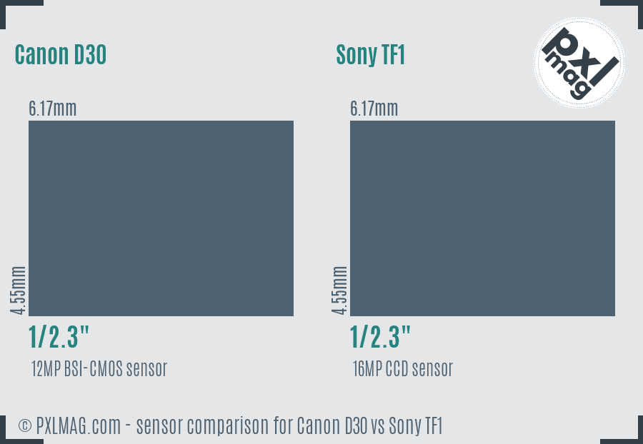 Canon D30 vs Sony TF1 sensor size comparison Canon D30 vs Sony TF1 sensor size comparison