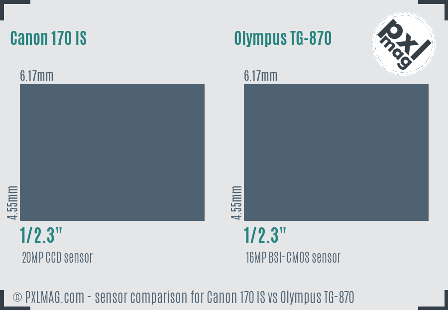 Canon 170 IS vs Olympus TG-870 sensor size comparison