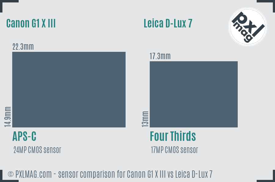 Canon G1 X III vs Leica D-Lux 7 sensor size comparison