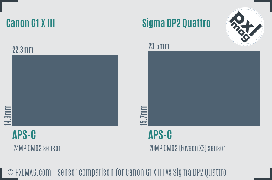 Canon G1 X III vs Sigma DP2 Quattro sensor size comparison