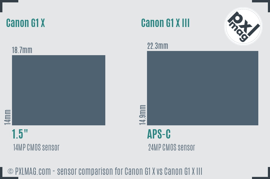 Canon G1 X vs Canon G1 X III sensor size comparison