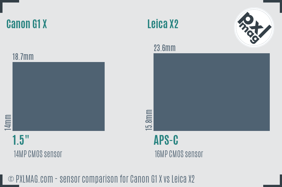 Canon G1 X vs Leica X2 sensor size comparison