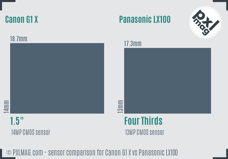 Canon G1 X vs Panasonic LX100 sensor size comparison